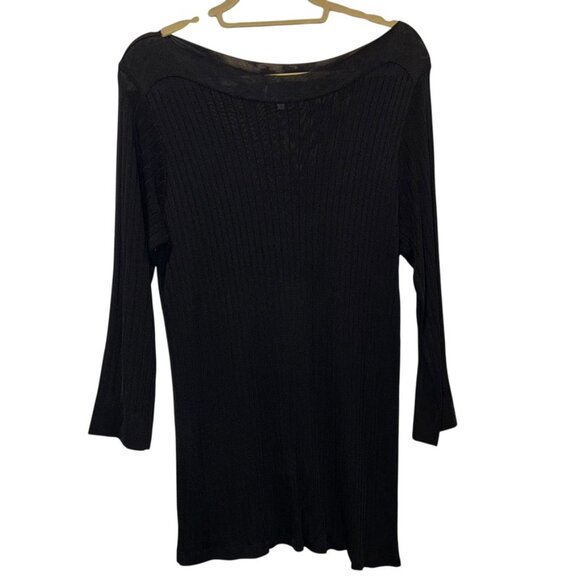 maxmara navy blue ribbed silky boat neck sweater L - Picture 1 of 5